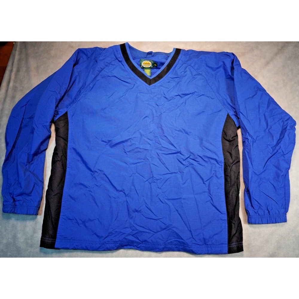 Cabela's Pullover Jacket Mens L Blue Windbreaker Fishing Ripstop Nylon